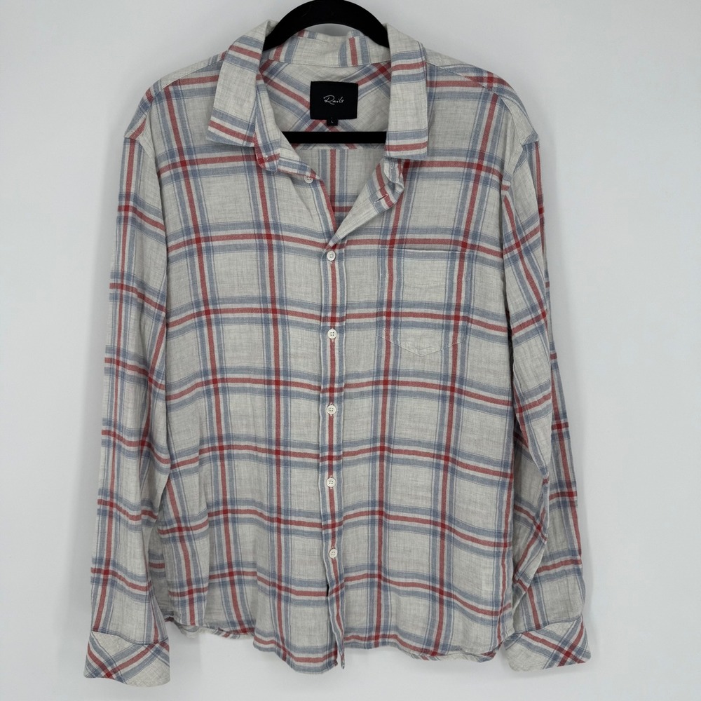 RAILS WYATT FLAG BLUE MELANGE LONG SLEEVE BUTTON DOWN SHIRT LARGE